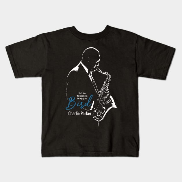 Charlie Parker silhouette Kids T-Shirt by BAJAJU